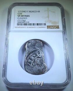 NGC 1732 Mexico Silver 4 Reales 1700s Spanish Colonial Pirate Treasure Cob Coin