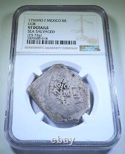 NGC 1732 Shipwreck Spanish Mexico Silver 8 Reales 1700s Colonial Pirate Cob Coin