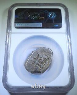 NGC 1732 Spanish Mexico Silver 4 Reales VF Detail 1700s Colonial Pirate Cob Coin