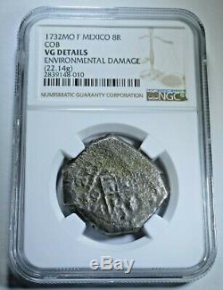 NGC 1732 Spanish Mexico Silver 8 Reales Antique 1700's Colonial Dollar Cob Coin