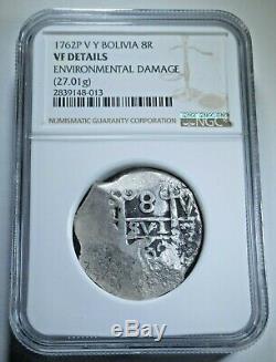 NGC 1762 Spanish Bolivia Silver 8 Reales Antique Graded Colonial Dollar Cob Coin