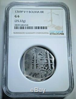 NGC 1769 Spanish Bolivia Silver 8 Reales Antique Graded Colonial Dollar Cob Coin