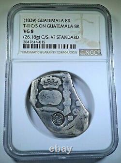 NGC 1839 Guatemala Countermark on 1700's Silver 8 Reales Counterstamp Cob Coin