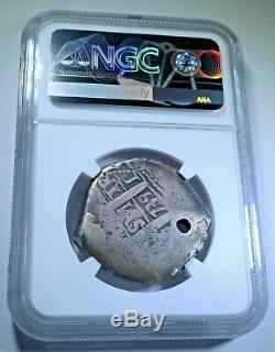 NGC 1839 Guatemala Countermark on 1739 Lima Silver 8 Reales Old Pirate Cob Coin