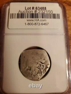 NGC 1839 Guatemala Countermark on 1739 Silver 4 Reales Counterstamp Cob Coin