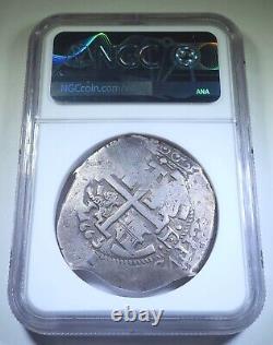NGC AU-53 1663 Bolivia Silver 8 Reales Antique Spanish Colonial Dollar Cob Coin