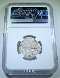 NGC AU Philip II Shipwreck 1500s Spanish Silver 1 Reales Antique Pirate Cob Coin