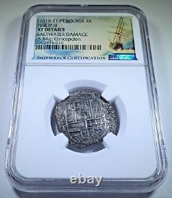 NGC Concepcion Shipwreck 1618-21 Spanish Bolivia Silver 2 Reales 1600's Cob Coin