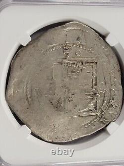 NGC F12 Philip II AR Cob 8 Reales. 1590AD. Toledo Mint