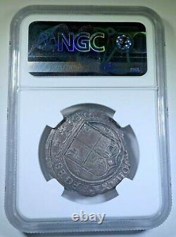 NGC Golden Fleece Shipwreck 1500's Mexico 4 Reales Carlos Joanna Silver Cob Coin