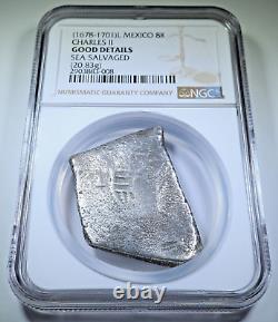 NGC Shipwreck 1678-1701 Spanish Mexico Silver 8 Reales Colonial Pirate Cob Coin