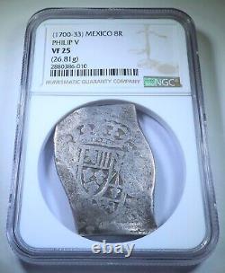 NGC VF-25 1700-33 Mexico Silver 8 Reales 1700's Spanish Colonial Dollar Cob Coin