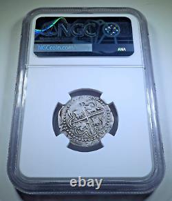NGC XF 1500's Philip II Spanish Bolivia Silver 1 Reales Colonial Pirate Cob Coin
