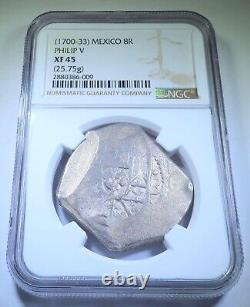 NGC XF-45 1700-33 Mexico Silver 8 Reales 1700's Spanish Colonial Dollar Cob Coin