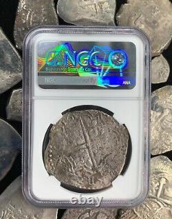 NGC XF Det. 1617-21 Bolivia Silver 8 Reales Spanish Colonial Cob Shipwreck Coin