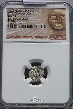 Ngc-ms63 1823 Honduras 1/2real Tegucigalpa Cob Silver Top Grade
