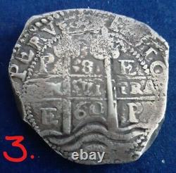 Nice Potosi Philip IV 8 Reales Silver Cob 1660 Double Date Essayer E Ergueta