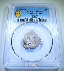 PCGS 1700's Mexico Silver 2 Reales Spanish Colonial Old Pirate Treasure Cob Coin
