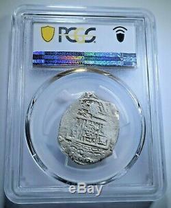 PCGS XF-45 1600's 4R Spanish Colonial Silver 4 Reales Antique Pirate Cob Coin