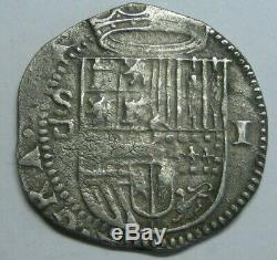 Philip II 1 Real Cob Sevilla Spain Colonial Assayer P Pirate Spanish Silver Coin