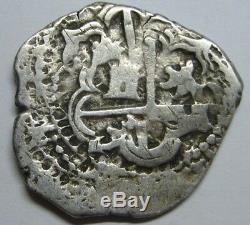 Philip II 2 Real Cob Potosi Assayer R Scarce Spain Colonial Silver Coin Spanish