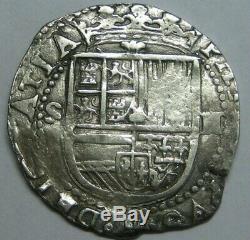 Philip II 2 Real Cob Sevilla Assayer D Spanish Colonial Pirate Silver Coin