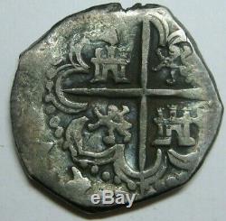 Philip II 2 Real Cob Sevilla Assayer H Spanish Colonial Pirate Silver Coin