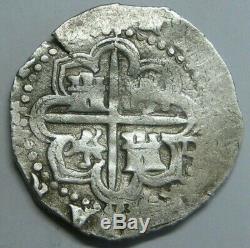 Philip II 2 Real Cob Sevilla Beautiful Spanish Colonial Pirate Silver Coin Spain