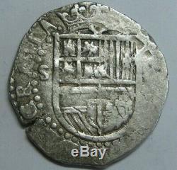 Philip II 2 Real Cob Sevilla Beautiful Spanish Colonial Pirate Silver Coin Spain