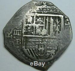 Philip II 4 Real Cob Sevilla Assayer B Beautiful Coin Spain Colonial Scarce