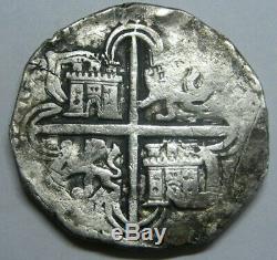 Philip II 4 Real Cob Sevilla Assayer P Spanish Colonial Pirate Silver Coin