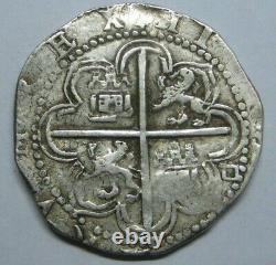 Philip II 4 Real Cob Sevilla Spain Original Colonial Silver Coin