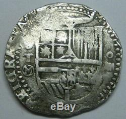 Philip II 4 Real Cob Toledo Assayer M Spanish Silver Colonial Era Genuine Cob
