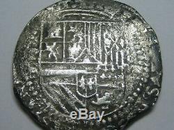 Philip II 8 Real Cob Potosi Bolivia Assayer B Spanish Dollar Colonial Era Silver
