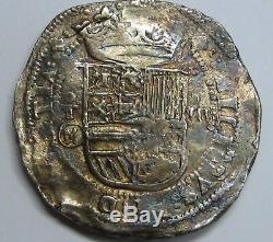 Philip II 8 Real Cob Toledo Assayer M Spain Colonial Very Scarce Silver Coin