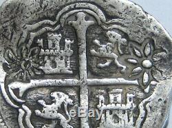 Philip IV 8 Real Cob Mexico Chop Mark Caribbean Colonial Spanish Dollar Silver