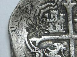 Philip IV 8 Real Cob Mexico Chop Mark Caribbean Colonial Spanish Dollar Silver
