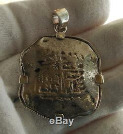 Pirate Cob & Spanish Colonial Coin 8 Silver Reales mounted as pendant or amulet