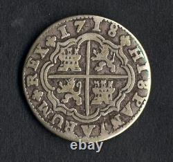 Pirate Treasure cob 2 Reales Silver 1718 Cuenca Mint Assayer JJ Spanish Empire