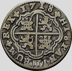 Pirate Treasure cob 2 Reales Silver 1718 Cuenca Mint Assayer JJ Spanish Empire