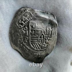 Pirate cob spanish colonial Silver 8 Reales Mexico P 1654 Full dated