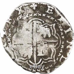 Potosi, Bolivia, cob 2 reales, Philip II, assayer B (5th period), borders of x's