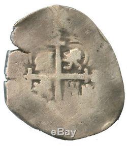 Potosi, Bolivia, silver cob 2 reales (pillars type), 1661E, #1071