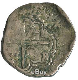 Potosi, Bolivia, silver cob 2 reales (shield-type), Philip III, assayer M, #1045