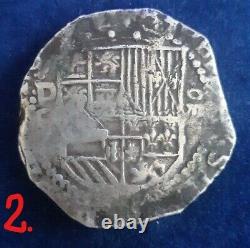 Potosi Philip II 8 Reales Silver Cob 1589-1603 Essayer Juan Ballesteros -type B9