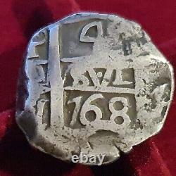 Potosi-silver Cob-4 Reales- Carolus III -year 1768- Macuquina Scarce
