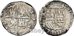 RARE Potosi Bolivia Silver Cob 8 Real Philip II assayer M to Left S-P2 NONE else