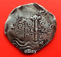 ¡¡ Rare! Silver Cob 8 Reales Of Carlos Ii. Year 1679. Potosi Mint. Assayer C/e