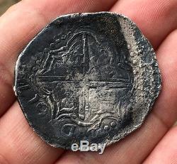 Rare Silver Cob 8 Reales Of Philip Iii. Mint Potosi. Assayer M. 1617
