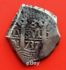 ¡¡ Rare! Silver Cob 8 Reales Of Philip V. Lima. Year 1737. Assayer N